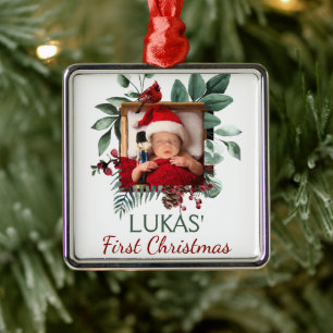 Baby Första jul Rustic Julafton WandePhoto Julgransprydnad Metall