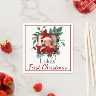 Baby Första jul Rustic Julafton WandePhoto Pappersservett