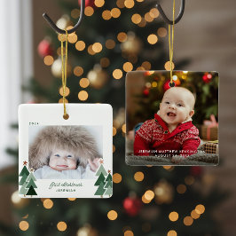 Baby Första jul Rustic Träd Photo Julgransprydnad Keramik
