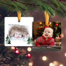 Baby Första jul Rustic Träd Photo Julgransprydnad Keramik