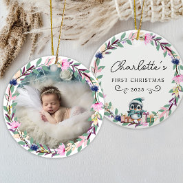Baby Första jul - Rustic WAN & Photo Julgransprydnad Keramik