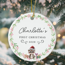 Baby Första jul-Rustic Wandec&Baby Raccoon Julgransprydnad Keramik