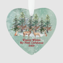 Baby Första jul Rustic Woodland Watercolor