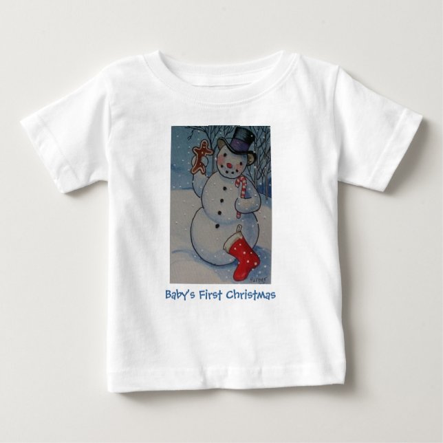 Baby Första jul Snögubbe Tee Shirt (Framsida)