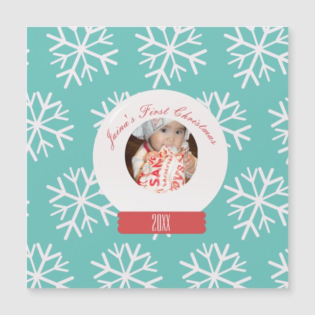 Baby Första jul Snowglobe Snöflingor Teal (Framsida)