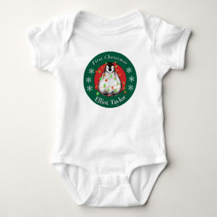 Baby första jul söta pingvin personlig t shirt