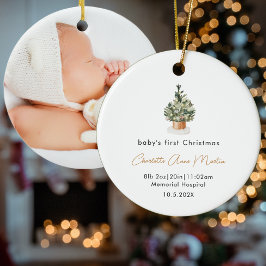 Baby Första jul Träd Birth Stats Photo Julgransprydnad Keramik
