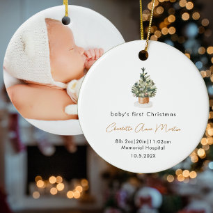 Baby Första jul Träd Birth Stats Photo Julgransprydnad Keramik