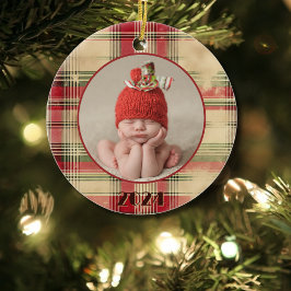 Baby Första jul-Vintagen Worn Play Photo Julgransprydnad Keramik