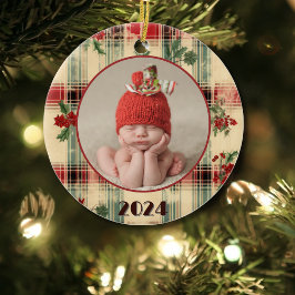 Baby Första jul-Vintagen Worn Play Photo Julgransprydnad Keramik