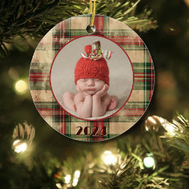 Baby Första jul-Vintagen Worn Play Photo Julgransprydnad Keramik