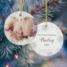 Baby Första jul White Silver Snöflingor