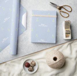 Baby Första jul Winter Träd Blue Polka dots Presentpapper