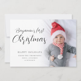 Baby Första julafton Anpassningsbar Foto Calligrap Julkort