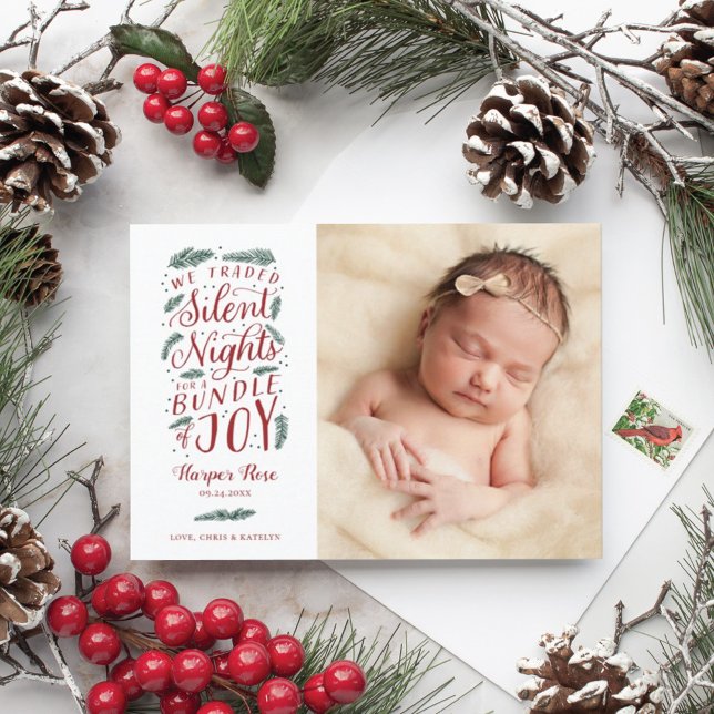 Baby Första julafton Birth Announcement Helgdag Julkort (Skapare uppladdad)