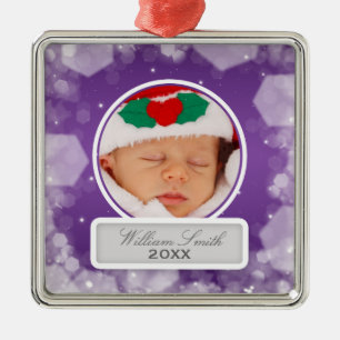 Baby Första julafton Gnistra Lila Julgransprydnad Metall