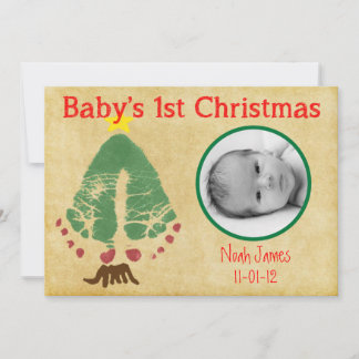 Baby första julavtryck Julgran Julkort