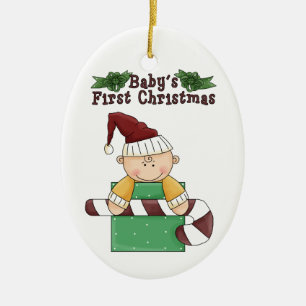 Baby första julcandy cane julgransprydnad keramik
