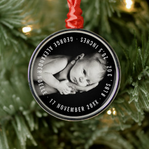 Baby första julcirkel Typography Photo Julgransprydnad Metall