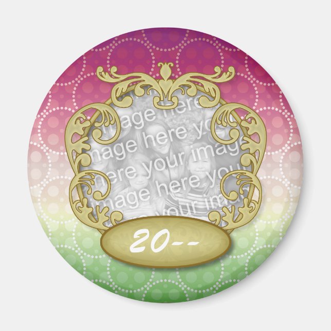 Baby Första juldagen Red Grönt Gult Dots Magnet (Framsidan)