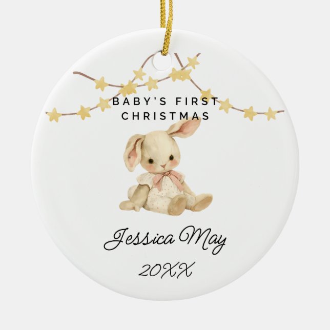 Baby Första juldjurets kute Flicka Julgransprydnad Keramik (Framsidan)