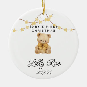 Baby Första juldjurets Nalle i jute Unisex Julgransprydnad Keramik