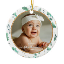 Baby Första Julen Anpassad Foto Akvarell