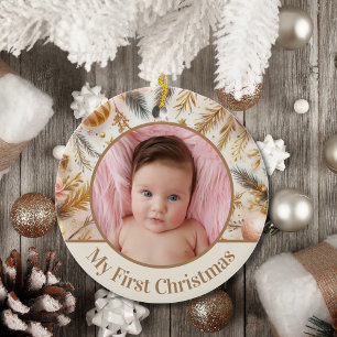 Baby Första julen Anpassningsbar Baby Photo Julgransprydnad Keramik