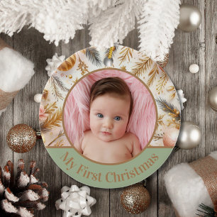 Baby Första julen Anpassningsbar Baby Photo Julgransprydnad Keramik