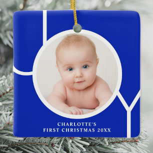 Baby Första julen Anpassningsbar Photo Blue Julgransprydnad Keramik