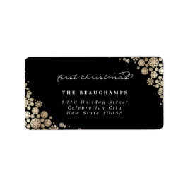 Baby Första julen Elegant Snöflingor Adress Adressetikett