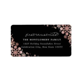 Baby Första julen Elegant Snöflingor Adress Returadress Etikett