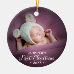 Baby Första Julen Foto Julgransprydnad Keramik