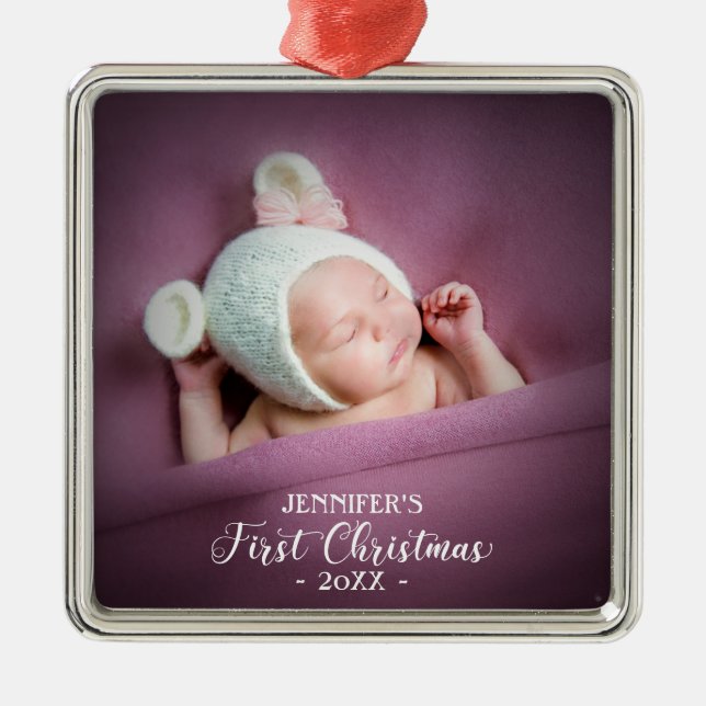 Baby första julen Foto Julgransprydnad Metall (Framsidan)
