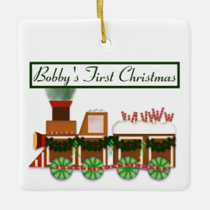 Baby Första julen, Gingerbröd och Candy Tåg Julgransprydnad Keramik