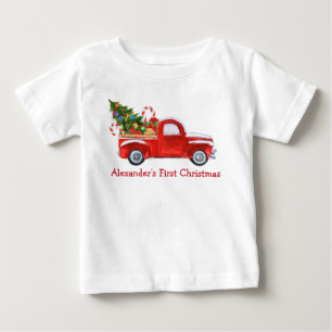 Baby Första julen Lastbil Polkagrisar Red T Shirt
