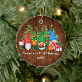 Baby Första Julen Ljus Tomtar Rustik Julgransprydnad Keramik