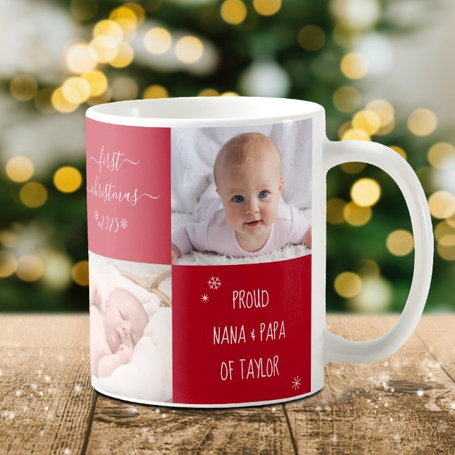 Baby Första julen - morföräldrar 4 Foto-Anpassning Kaffemugg (Skapare uppladdad)