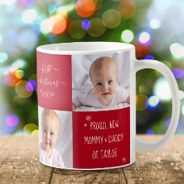 Baby Första julen Ny mamma Pappa 2 Photo Anpassnin Kaffemugg
