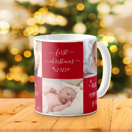 Baby Första julen Ny mamma Pappa 4 Foto-Anpassning Kaffemugg