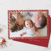 Baby Första Julen Randig Ram Foto Rose Guld