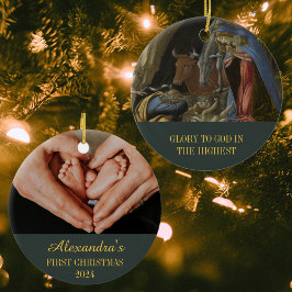 Baby Första julen Religiösa Christian Ntivity Julgransprydnad Keramik