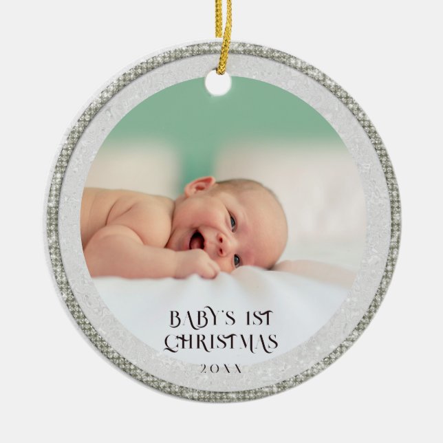 Baby Första julen Rhinestones Träd Snöflingor Julgransprydnad Keramik (Framsidan)