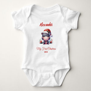 Baby första julen söt flodhäst personlig t shirt
