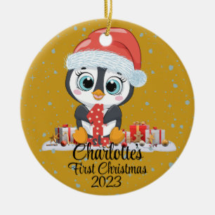 Baby Första julen, söt pingvin jul Julgransprydnad Keramik