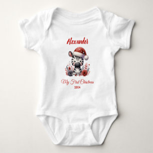 Baby första julen söt zebra personlig t shirt