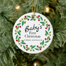 Baby första julens anpassade namn Photo Julgransprydnad Keramik