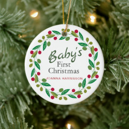 Baby första julens anpassade namn Photo Julgransprydnad Keramik