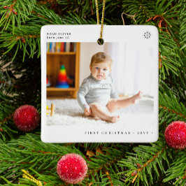 Baby Första julens enkla, moderna foto Julgransprydnad Keramik