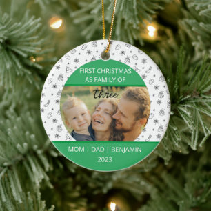 Baby första julfamiljen på tre Anpassningsbar Julgransprydnad Keramik